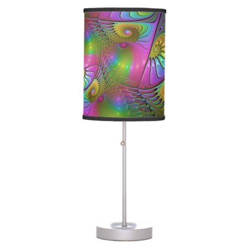 The Colorful Luminous Trippy Abstract Fractal Art Table Lamp