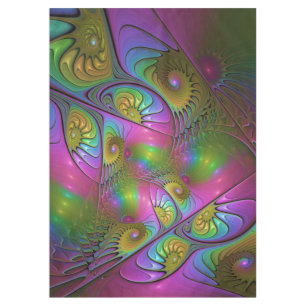 The Colorful Luminous Trippy Abstract Fractal Art Tablecloth