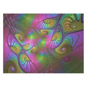 The Colorful Luminous Trippy Abstract Fractal Art Tablecloth
