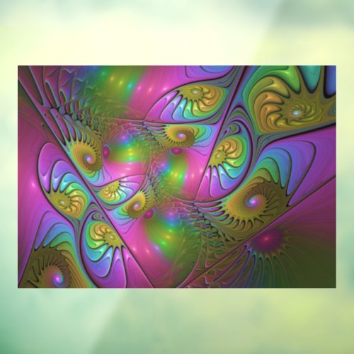 The Colorful Luminous Trippy Abstract Fractal Art Window Cling
