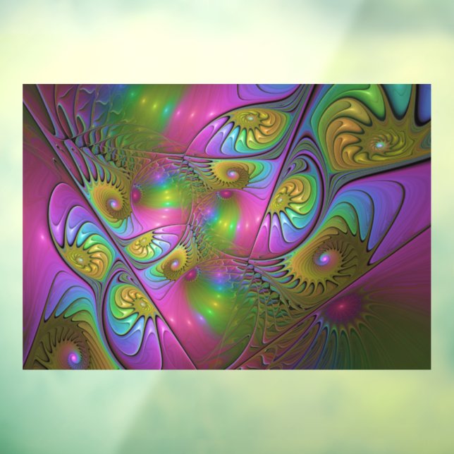 The Colorful Luminous Trippy Abstract Fractal Art Window Cling (Sheet 3)