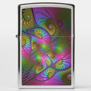 The Colorful Luminous Trippy Abstract Fractal Art Zippo Lighter