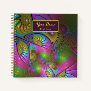 The Colorful Luminous Trippy Abstract Fractal Name Notebook