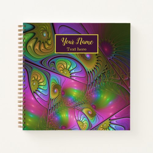 The Colorful Luminous Trippy Abstract Fractal Name Notebook