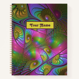 The Colorful Luminous Trippy Abstract Fractal Name Notebook