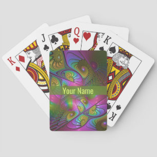 The Colorful Luminous Trippy Abstract Fractal Name Poker Cards