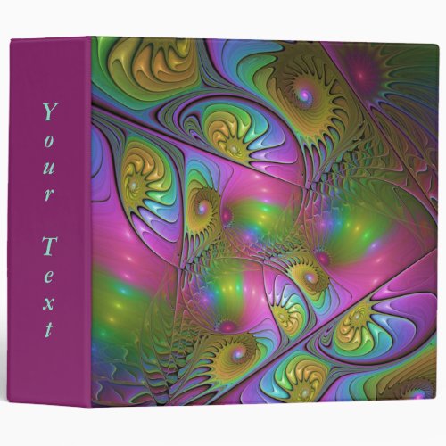 The Colorful Luminous Trippy Abstract Fractal Text 3 Ring Binder