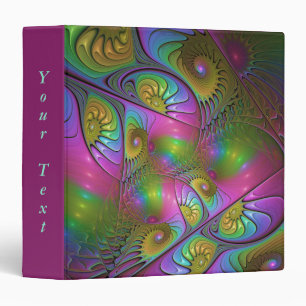 The Colorful Luminous Trippy Abstract Fractal Text 3 Ring Binder