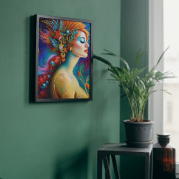 The Colorful Mermaid AI Art Portrait Poster