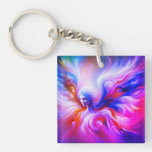The Colorful Wispy Angel on Front + Back Custom Keychain