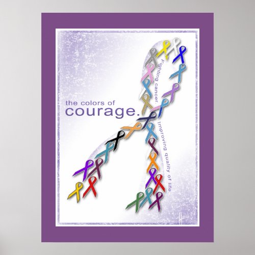 The Colors of Courage Cancer Awareness Ribbons Poster
