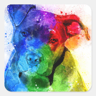 The colors of Love are a Pitbull Square Sticker