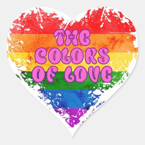 The Colors of Love Gay Pride LGBTQ Rainbow Heart Heart Sticker
