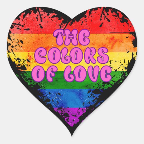 The Colors of Love Gay Pride LGBTQ Rainbow Heart Heart Sticker