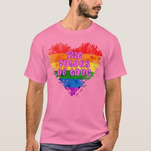 The Colors of Love Gay Pride LGBTQ Rainbow Heart T_Shirt