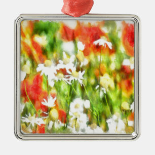 The Colors Of Spring On A Sunny Day Watercolor Metal Ornament