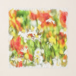 The Colors Of Spring On A Sunny Day Watercolor Scarf
