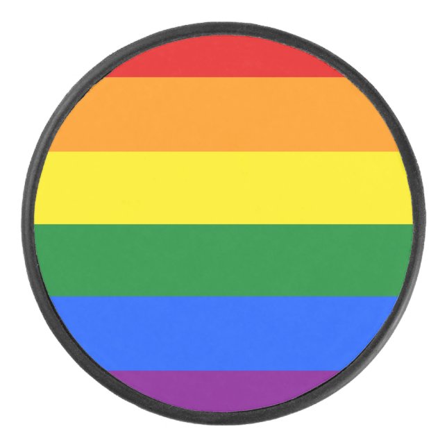 The colors of the rainbow hockey puck (Front)