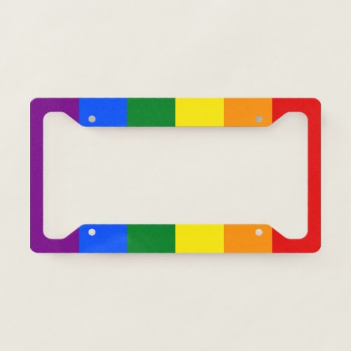The colors of the rainbow license plate frame