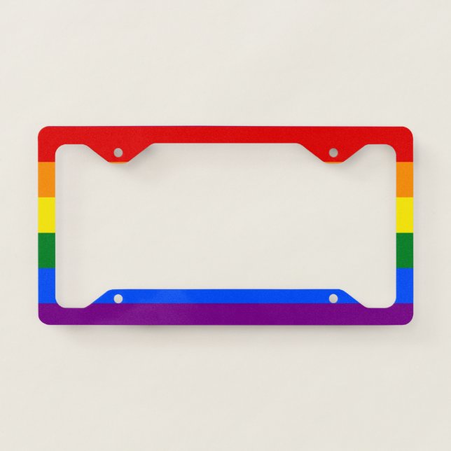 The colors of the rainbow license plate frame (Front)