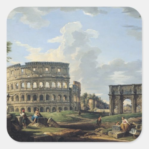The Colosseum and the Arch of Constantine Square Sticker