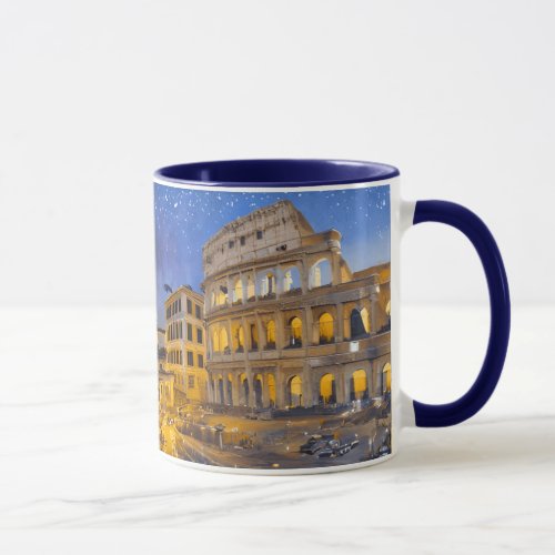 The Colosseum in Rome at Night Mug