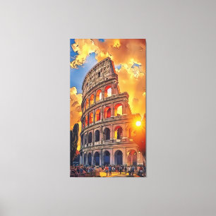 The Colosseum Painting at Sunset Rome, Italy Canvas Print