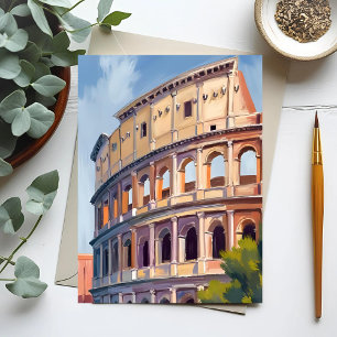 The Colosseum Rome Watercolor Travel Postcard