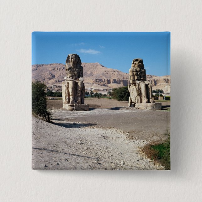 The Colossi of Memnon, statues of Amenhotep Pinback Button (Front)