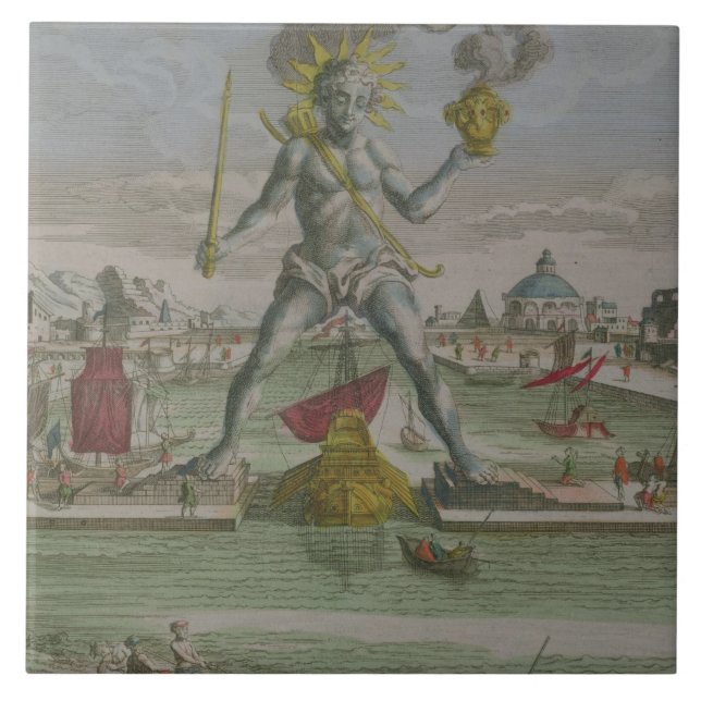 The Colossus of Rhodes, detail of the statue strad Ceramic Tile (Front)