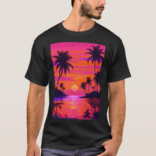 The colourful orange and pink sunset T_Shirt