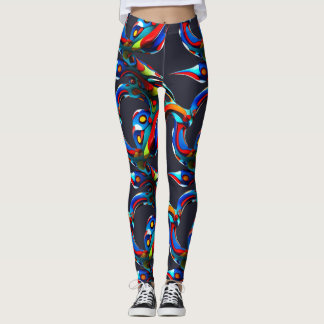 The Colourful Red Blue Arabesque Leggings
