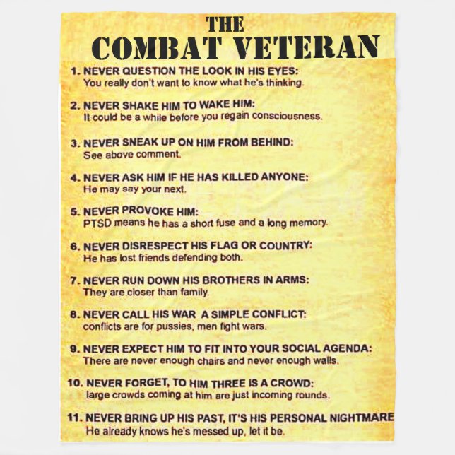 The COMBAT VETERAN Fleece Blanket (Front)