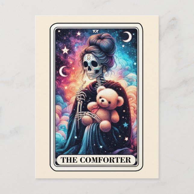 The Comforter Tarot Teddy Bear Skeleton Mom Postcard (Front)