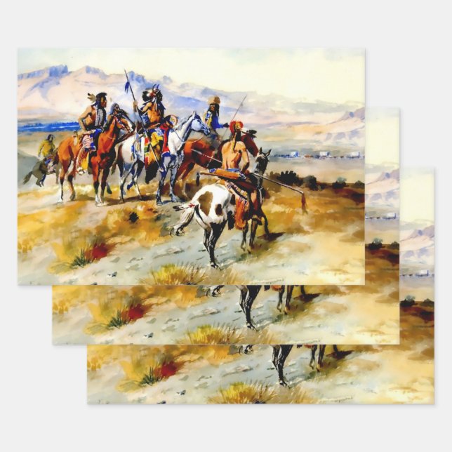 “The Coming of the White Man” by Charles M Russell Wrapping Paper Sheets (Set)