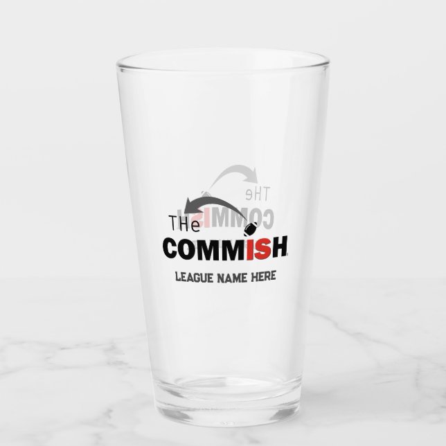 The Commish Custom 16 oz Pint Beer Glass (Front)