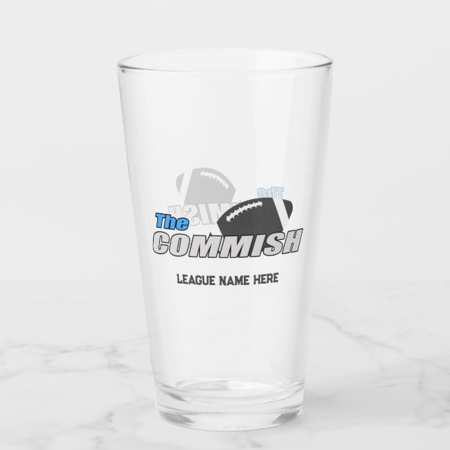 The Commish Custom 16 oz Pint Beer Glass (Back)