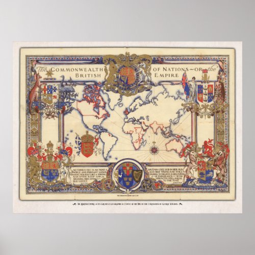 The Commonwealth of Nations or British Empire Map Poster