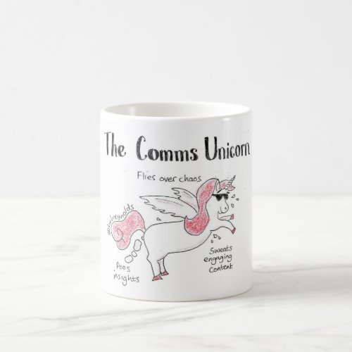 The comms unicorn coffee mug