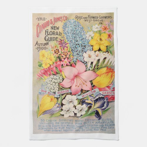 The Conard  Jones New Floral Guide Advertising Kitchen Towel