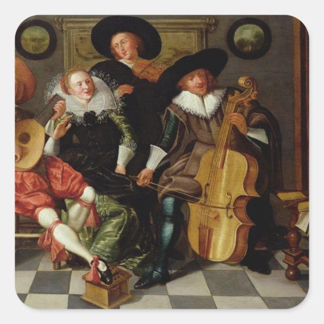 The Concert (oil on panel) Square Sticker (Front)