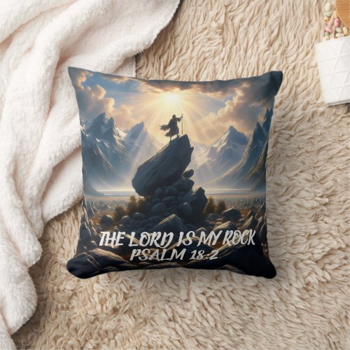 The Conqueror of Heights THE LORD IS MY ROCK Throw Pillow