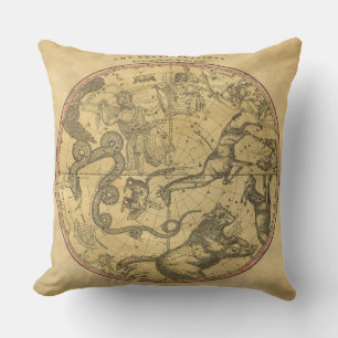 The Constellations Vintage Digital Maps Throw Pillow