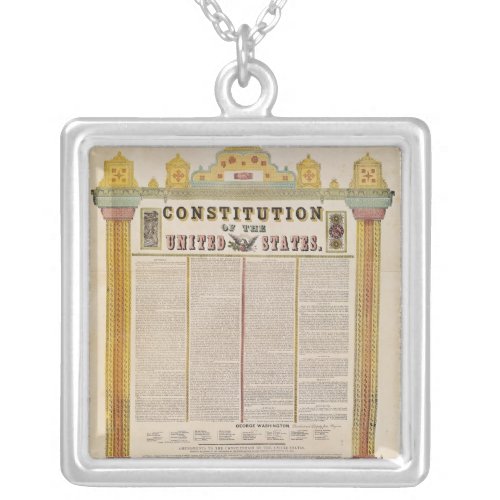 The Constitution of the United States of America Silver Plated Necklace