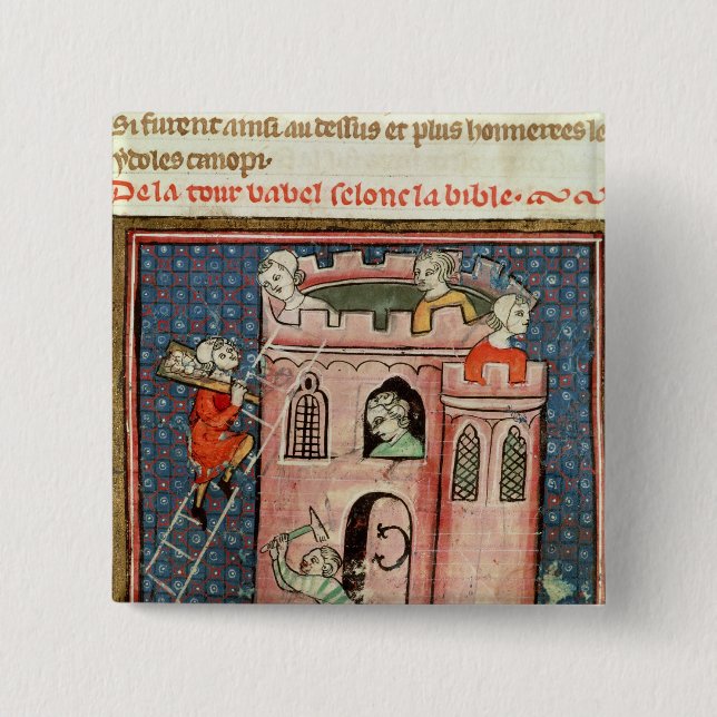 The Construction of the Tower of Babel Button (Front)