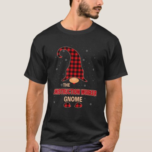 The Construction Worker Gnome Christmas Red Buffal T_Shirt