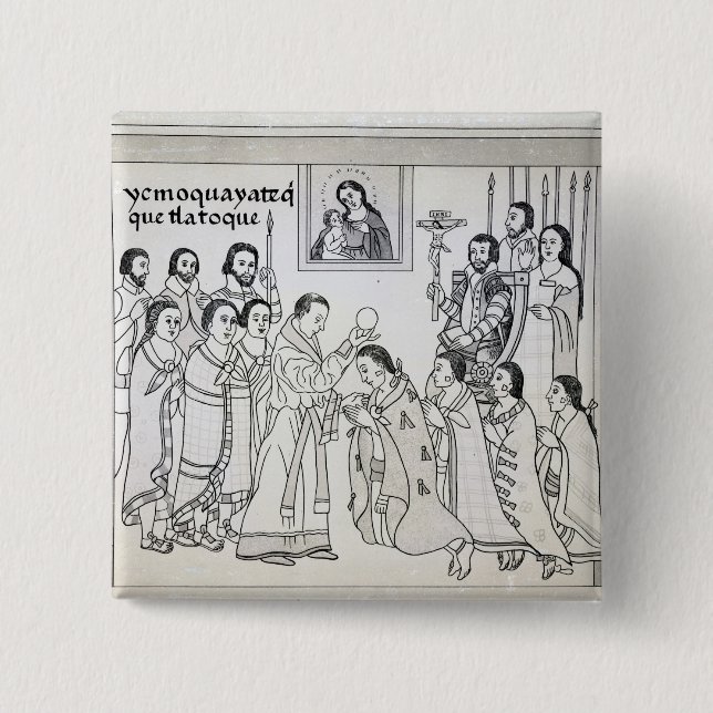 The Conversion of the Aztecs to Roman Pinback Button (Front)