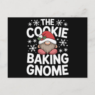 The Cookie Baking Gnome Christmas Holly Snowflake Holiday Postcard
