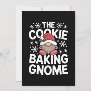 The Cookie Baking Gnome Christmas Holly Snowflake Invitation