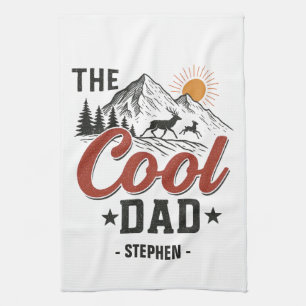 The Cool Dad – Rustic Mountain and Deer Design Kitchen Towel